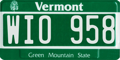 VT license plate WIO958
