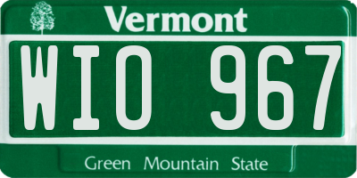VT license plate WIO967