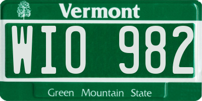 VT license plate WIO982