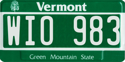 VT license plate WIO983