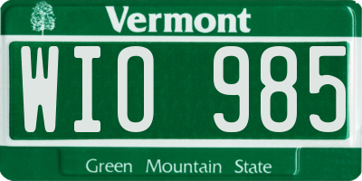 VT license plate WIO985