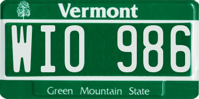 VT license plate WIO986