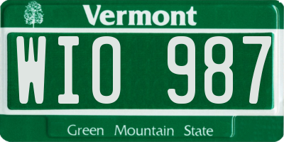 VT license plate WIO987