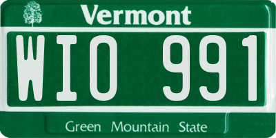 VT license plate WIO991