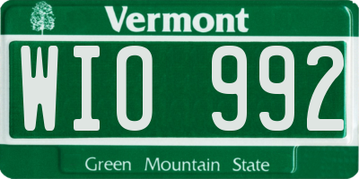 VT license plate WIO992