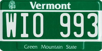 VT license plate WIO993