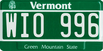 VT license plate WIO996