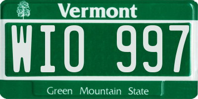 VT license plate WIO997