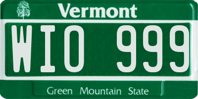 VT license plate WIO999