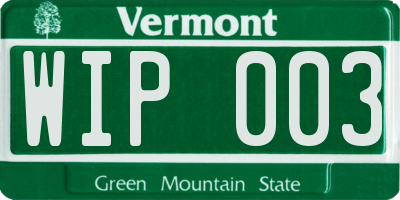 VT license plate WIP003
