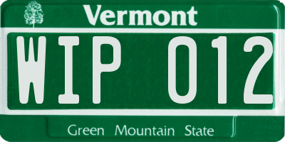 VT license plate WIP012