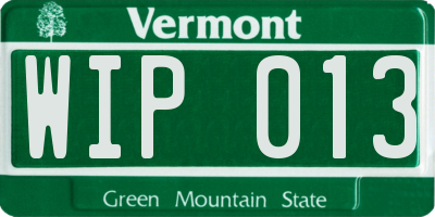 VT license plate WIP013