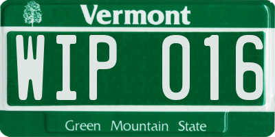 VT license plate WIP016
