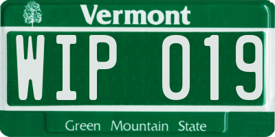 VT license plate WIP019