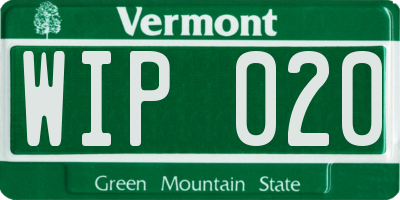 VT license plate WIP020