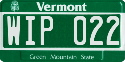 VT license plate WIP022