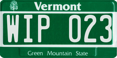 VT license plate WIP023