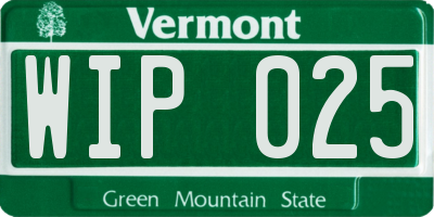 VT license plate WIP025