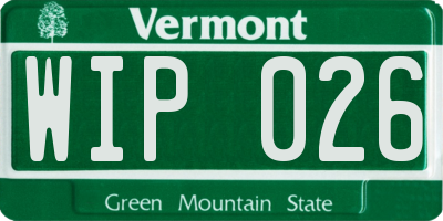 VT license plate WIP026