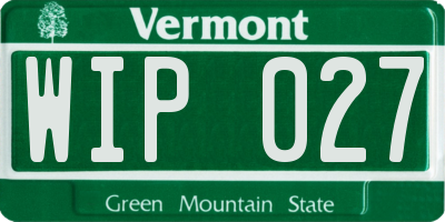 VT license plate WIP027
