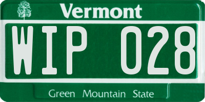 VT license plate WIP028