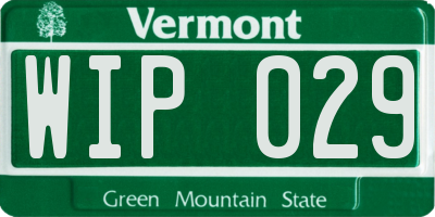 VT license plate WIP029