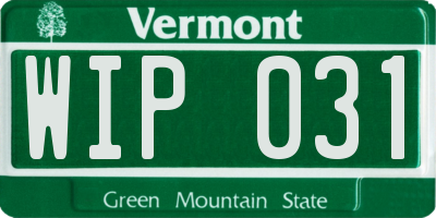VT license plate WIP031