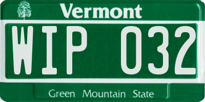 VT license plate WIP032