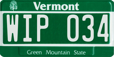 VT license plate WIP034