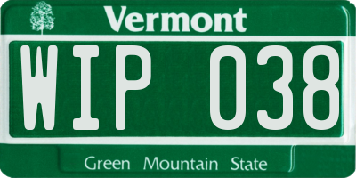 VT license plate WIP038