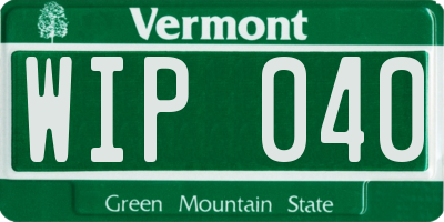 VT license plate WIP040