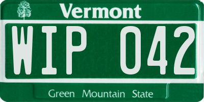 VT license plate WIP042