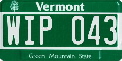 VT license plate WIP043