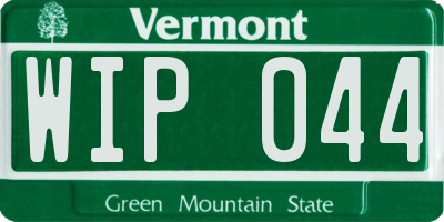 VT license plate WIP044
