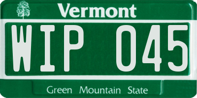 VT license plate WIP045