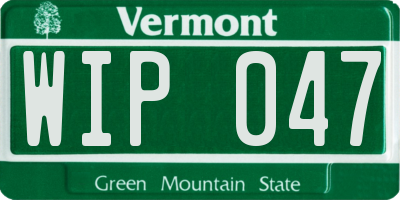 VT license plate WIP047