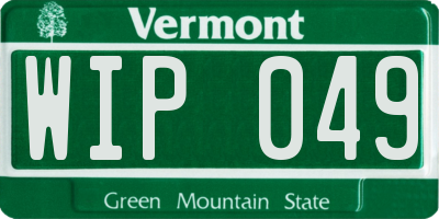 VT license plate WIP049