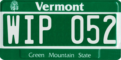 VT license plate WIP052