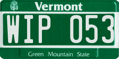 VT license plate WIP053