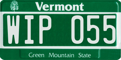 VT license plate WIP055