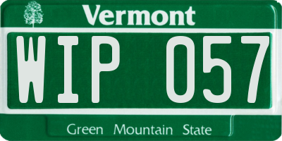 VT license plate WIP057