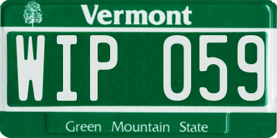 VT license plate WIP059