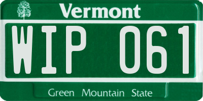 VT license plate WIP061