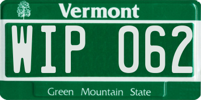 VT license plate WIP062
