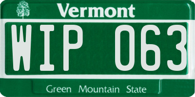 VT license plate WIP063