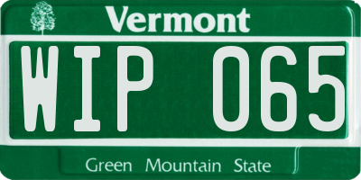 VT license plate WIP065