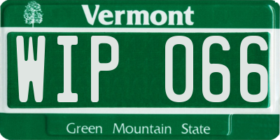 VT license plate WIP066