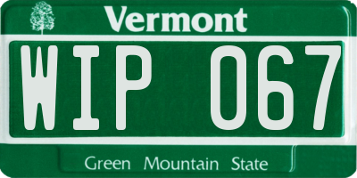 VT license plate WIP067