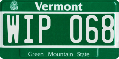 VT license plate WIP068