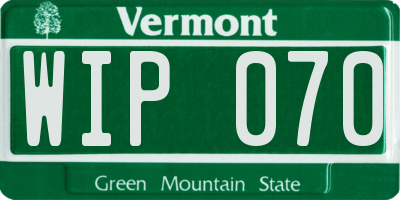 VT license plate WIP070